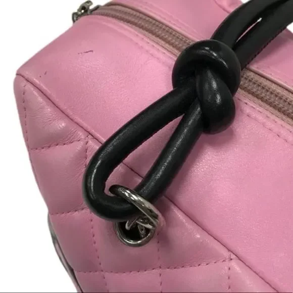 Chanel pink black quilter leather Cambon bowler tote bag / shoulder bag - Picture 13 of 16
